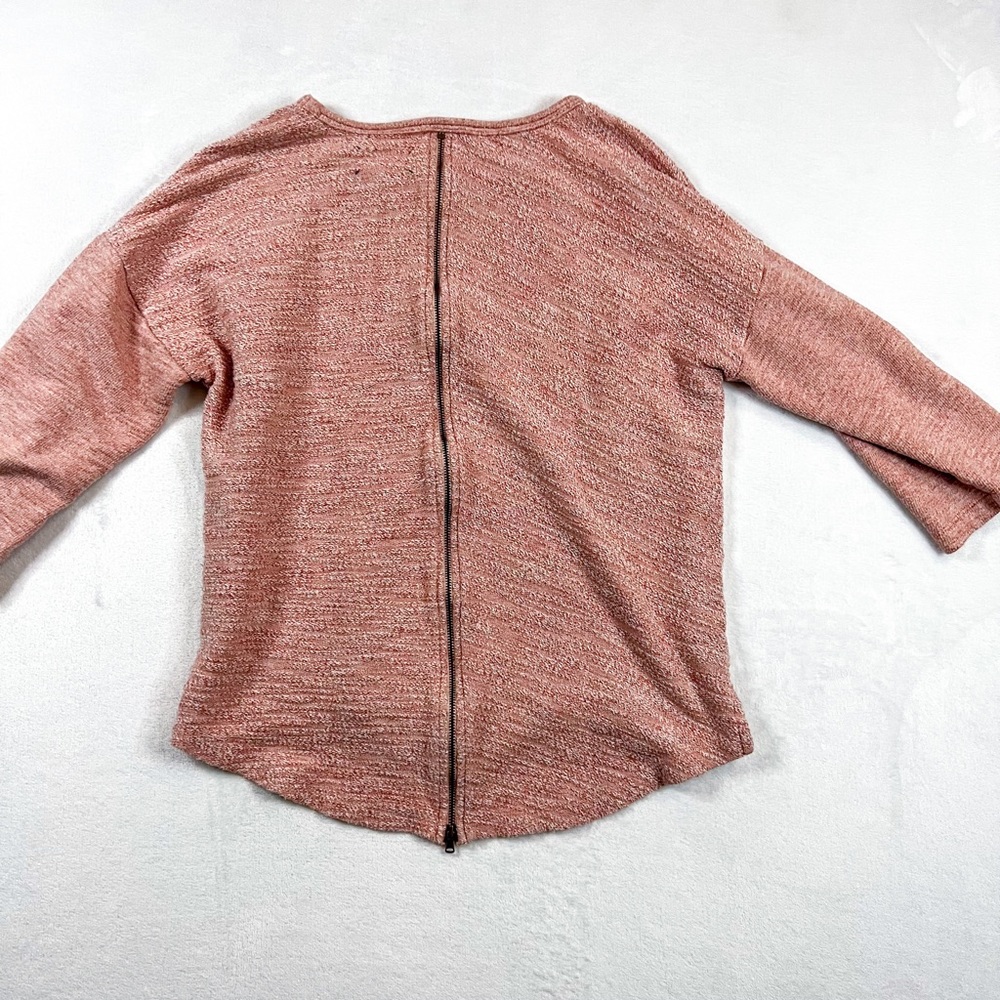 Lou & Grey Women’s Sz Small Pink Back Zip 3/4 Sleeve Knit Top. - Picture 5 of 10